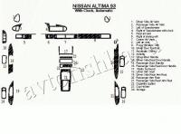 Декоративные накладки салона Nissan Altima 1993-1993 АКПП, с часами, без OEM, 23 элементов.