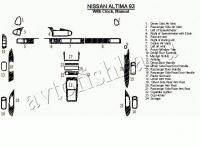 Декоративные накладки салона Nissan Altima 1993-1993 ручной, с часами, без OEM, 23 элементов.
