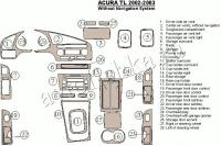 Декоративные накладки салона Acura TL 2002-2003 без навигации, Соответствие OEM, 28 элементов.