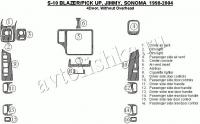 Декоративные накладки салона Chevrolet Blazer 1998-2004 4 двери, без Overhead Console, 16 элементов.