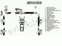 Декоративные накладки салона Nissan Altima 1994-1994 АКПП, без часов, без OEM, 23 элементов.