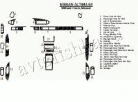 Декоративные накладки салона Nissan Altima 1993-1993 ручной, без часов, без OEM, 23 элементов.